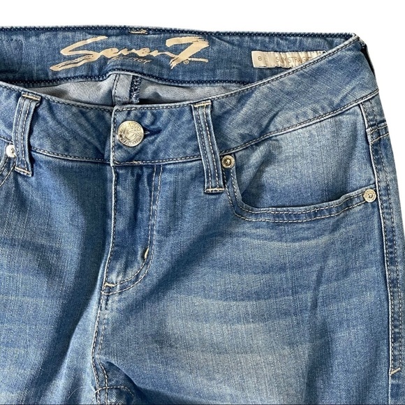 Seven7 Distressed Slim Straight Jeans SALE - Picture 8 of 11